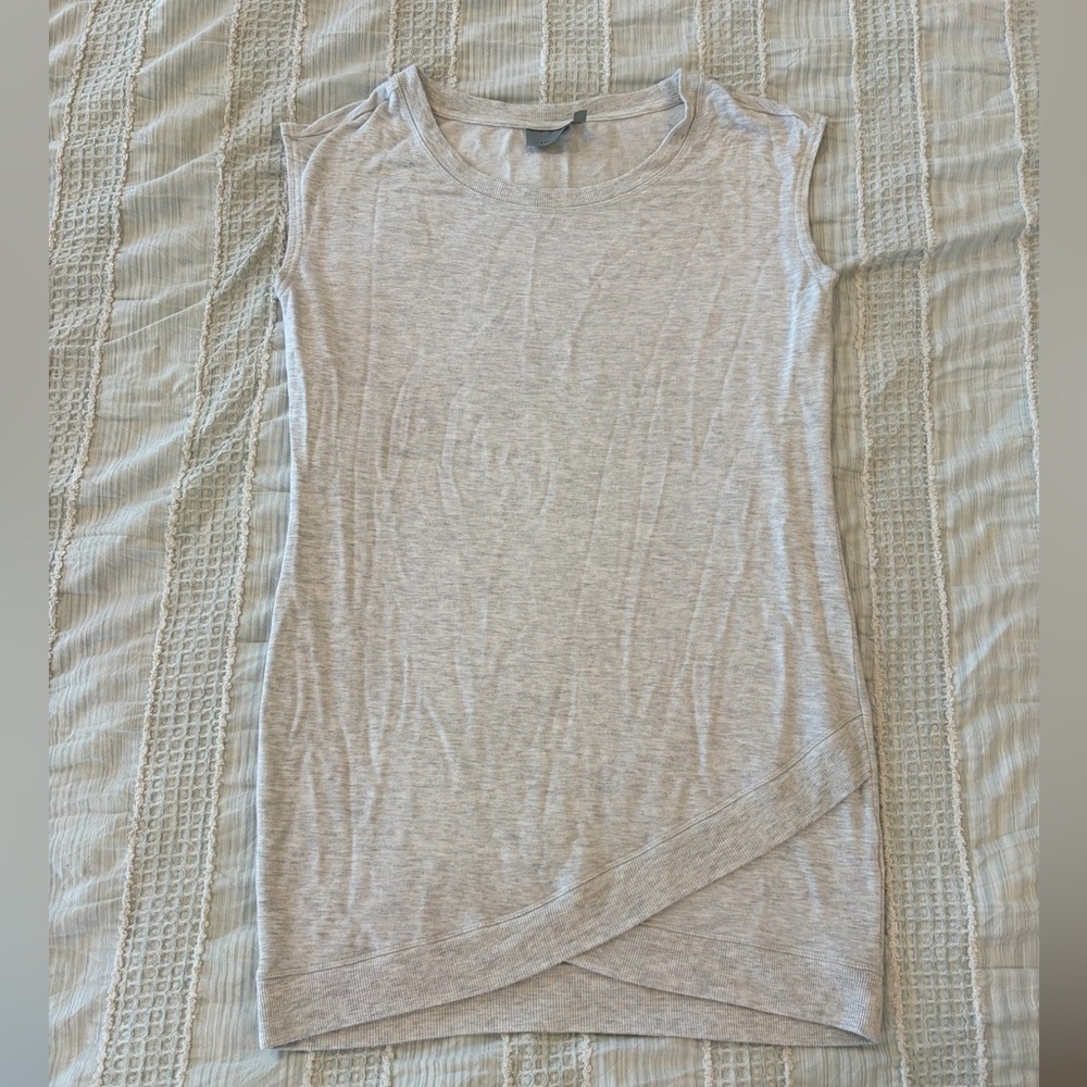Athleta‎ Adriana Faux Wrap Sleeveless Dress Gray Heathered Small Petite